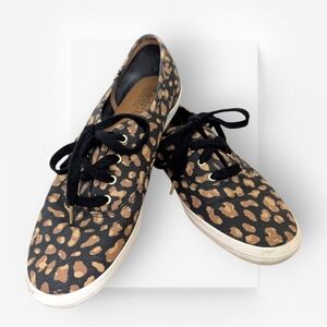 Keds Champion Leopard Print Sneakers Black Tan Brown Shoes Size 8